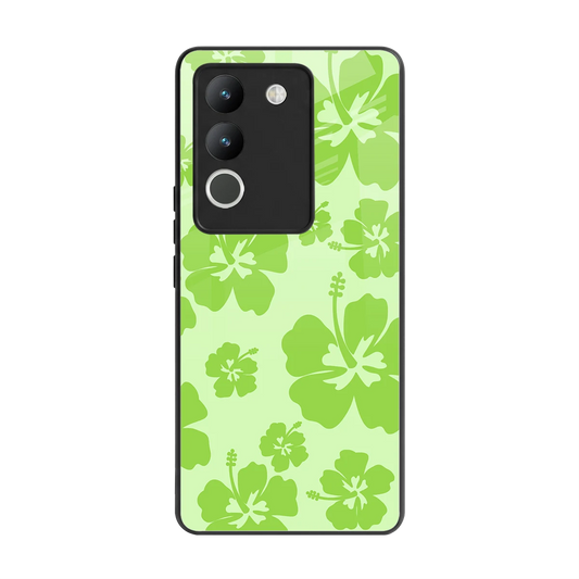 Wildflower Green back phone cover | glass case for vivo y200 5g