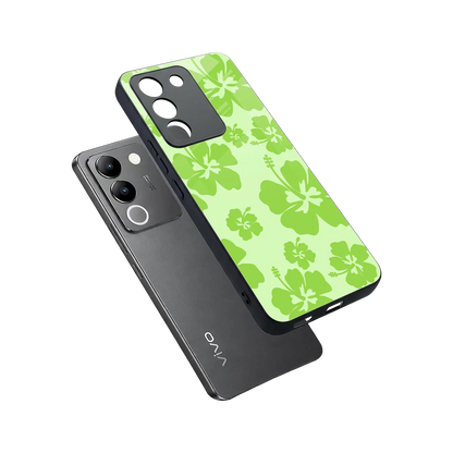 Wildflower Green sleek vivo y200 5g cover with tempered glass back and TPU edges