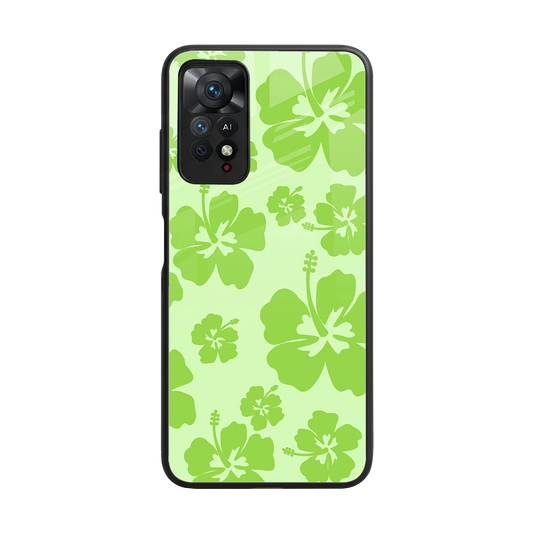 Wildflower Green back phone cover | glass case for redmi note 11 pro