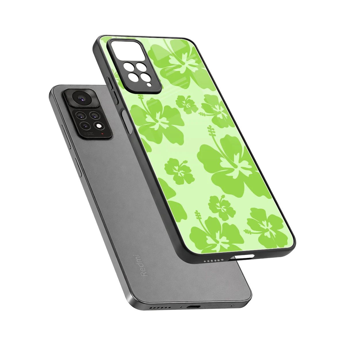 Wildflower Green sleek redmi note 11 pro cover with tempered glass back and TPU edges