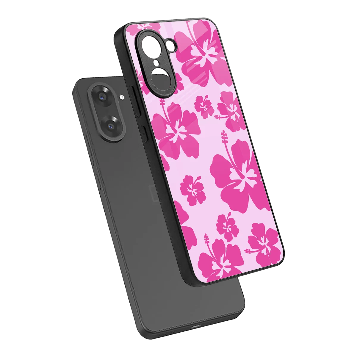 Wildflower Pink sleek oneplus nord ce5 5g cover with tempered glass back and TPU edges