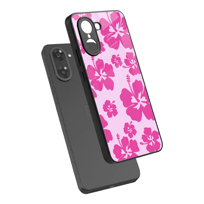 Wildflower Pink sleek oneplus nord ce5 5g cover with tempered glass back and TPU edges