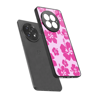 Wildflower Pink sleek oneplus 13 cover with tempered glass back and TPU edges
