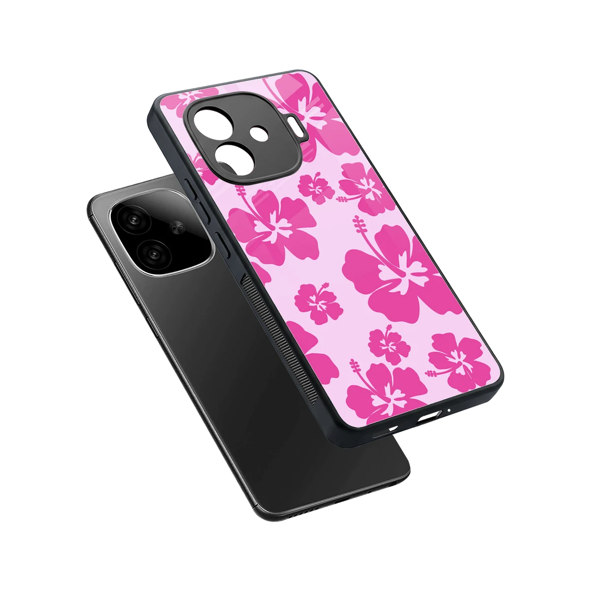 Wildflower Pink sleek iqoo neo 10r 5g cover with tempered glass back and TPU edges
