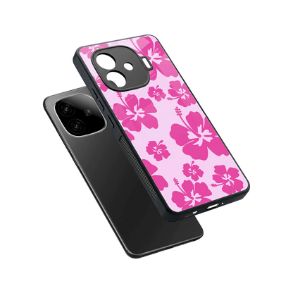 Wildflower Pink sleek iqoo neo 10r 5g cover with tempered glass back and TPU edges