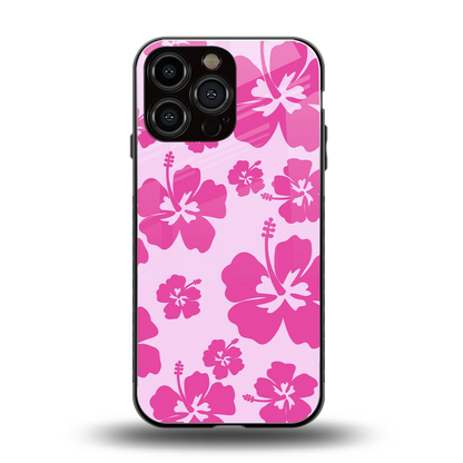 Wildflower Pink back phone cover | glass case for iphone 15 pro max