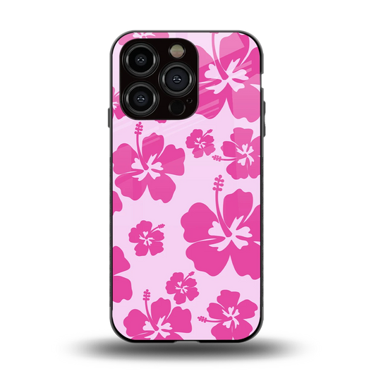 Wildflower Pink back phone cover | glass case for iphone 15 pro