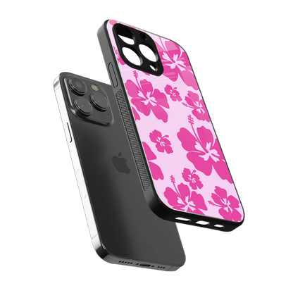 Wildflower Pink sleek iphone 15 pro cover with tempered glass back and TPU edges