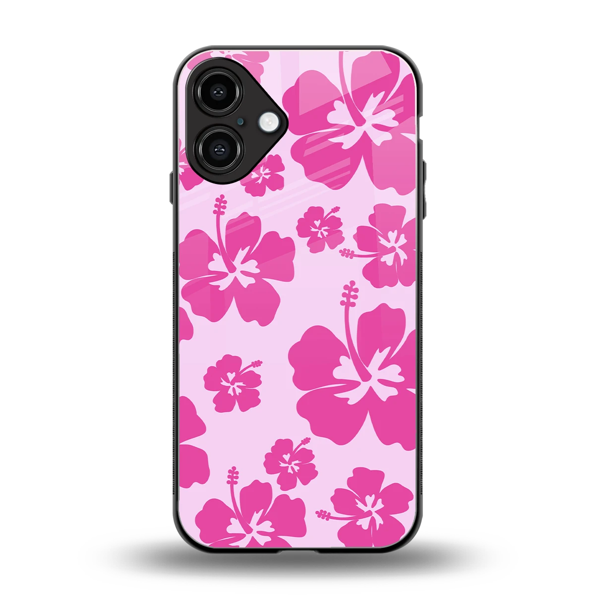 Wildflower Pink back phone cover | glass case for iphone 16 plus