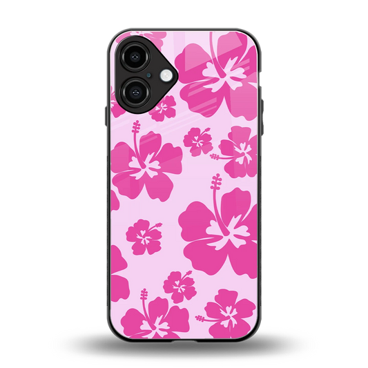 Wildflower Pink back phone cover | glass case for iphone 16 plus