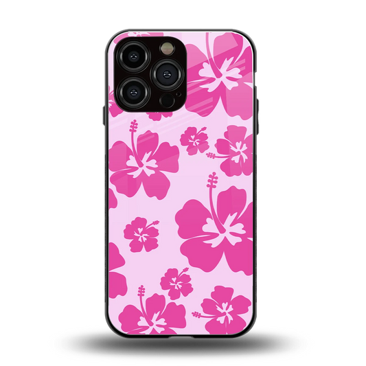 Wildflower Pink back phone cover | glass case for iphone 16 pro max