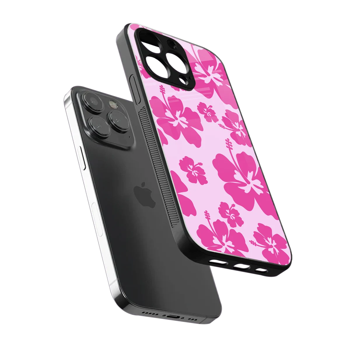 Wildflower Pink sleek iphone 16 pro max cover with tempered glass back and TPU edges