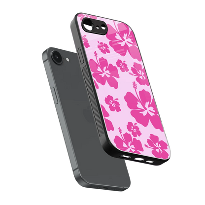 Wildflower Pink sleek iphone 16e cover with tempered glass back and TPU edges
