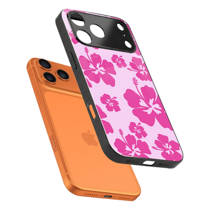 Wildflower Pink sleek iphone 17 pro cover with tempered glass back and TPU edges