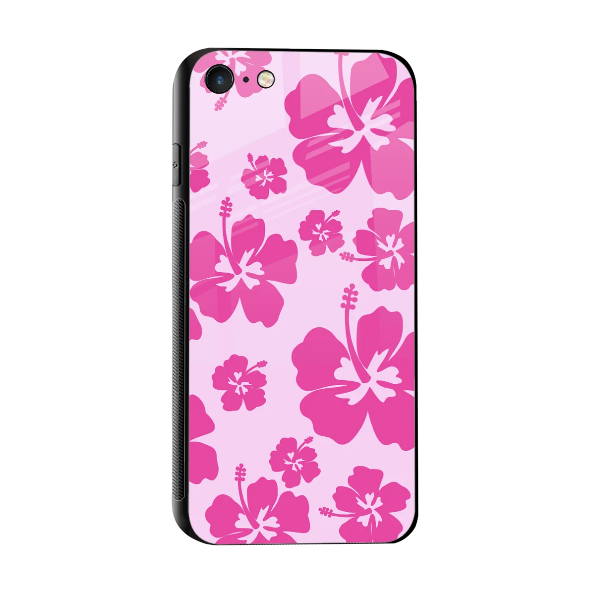Wildflower Pink sleek iphone 7 cover with tempered glass back and TPU edges