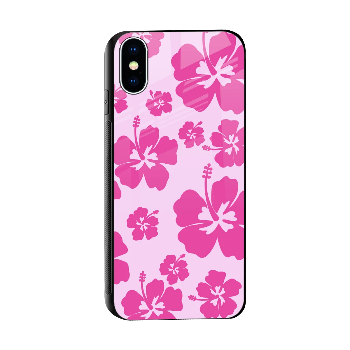 Wildflower Pink sleek iphone x cover with tempered glass back and TPU edges