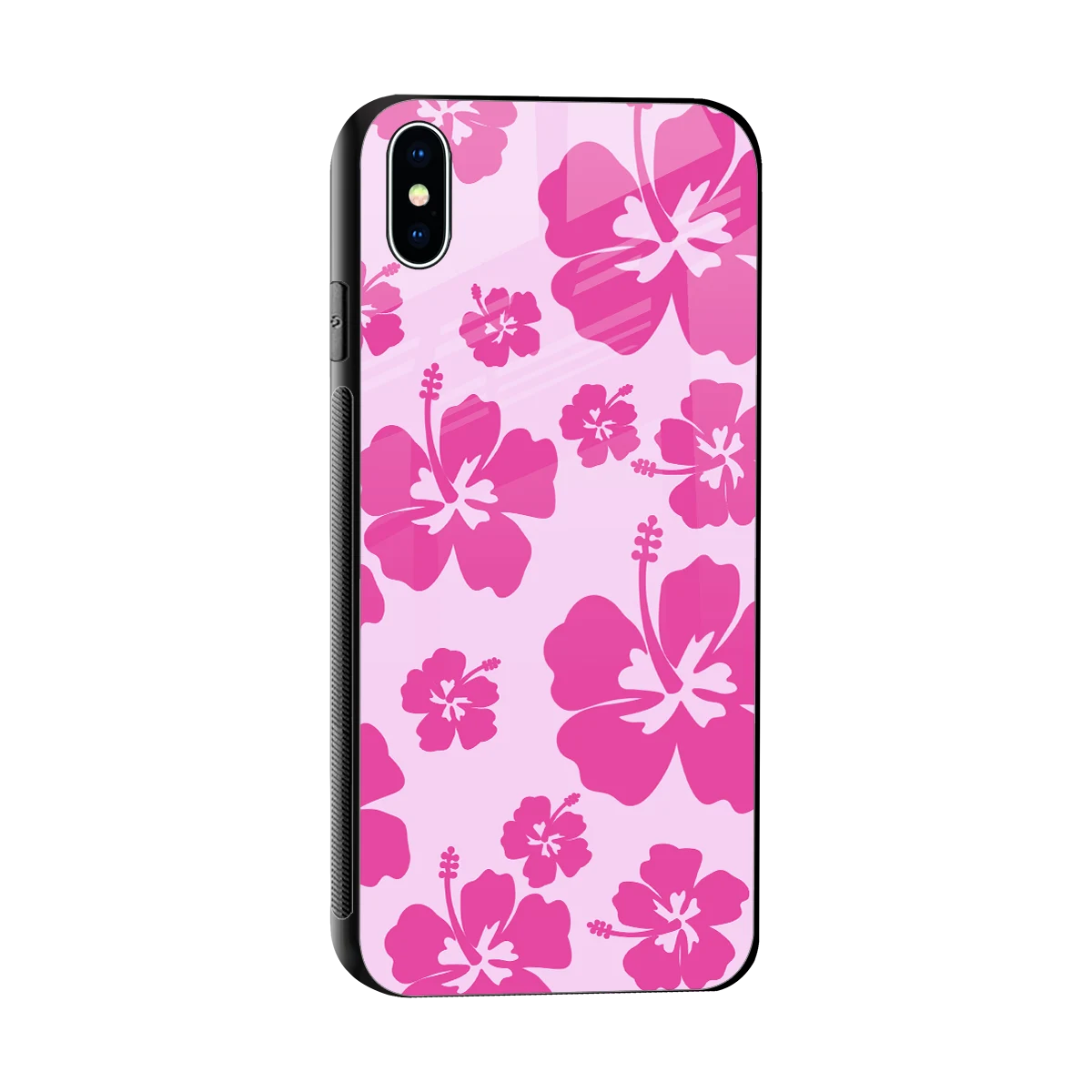 Wildflower Pink sleek iphone xs max cover with tempered glass back and TPU edges