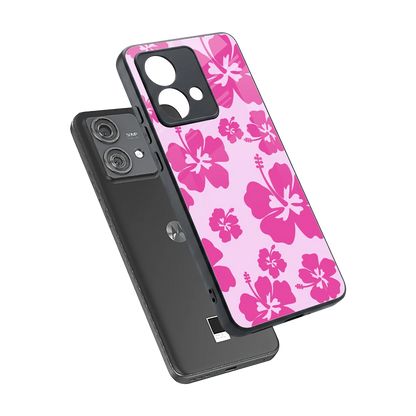 Wildflower Pink sleek motorola edge 40 neo 5g cover with tempered glass back and TPU edges