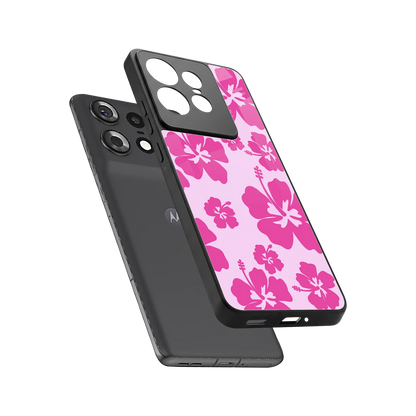 Wildflower Pink sleek motorola edge 50 pro cover with tempered glass back and TPU edges