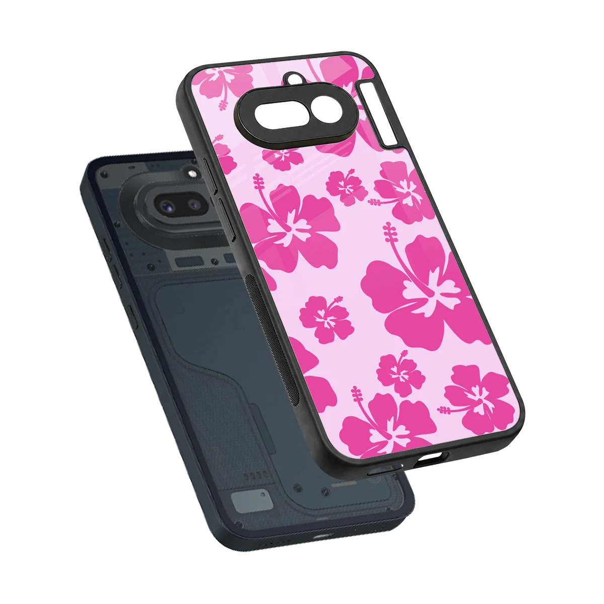 Wildflower Pink sleek nothing phone 4a cover with tempered glass back and TPU edges