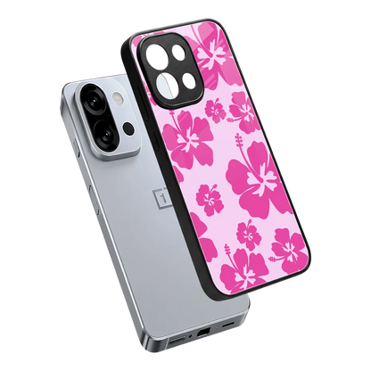Wildflower Pink sleek oneplus 13s cover with tempered glass back and TPU edges