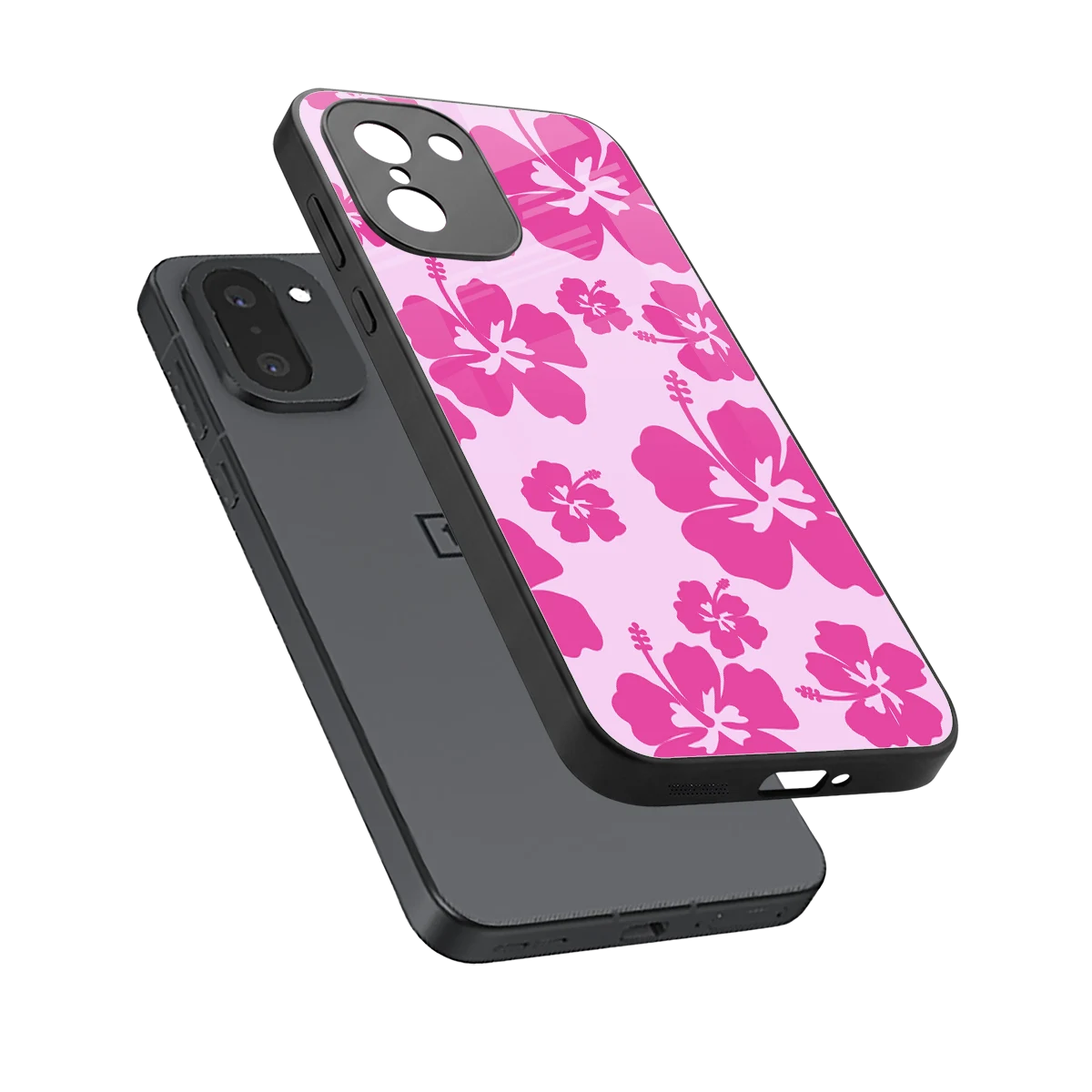 Wildflower Pink sleek oneplus 15r cover with tempered glass back and TPU edges