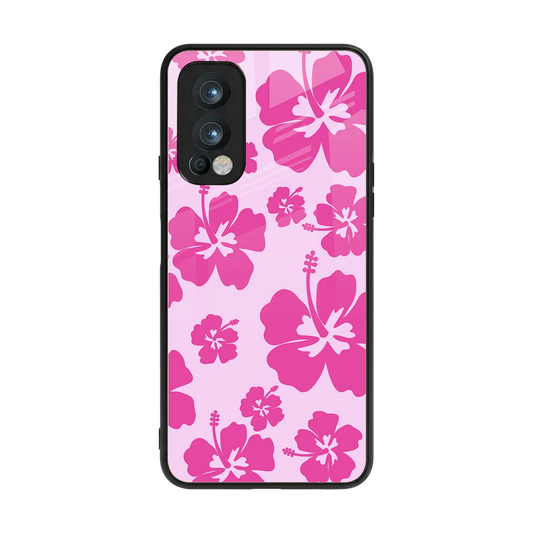 Wildflower Pink back phone cover | glass case for oneplus nord 2