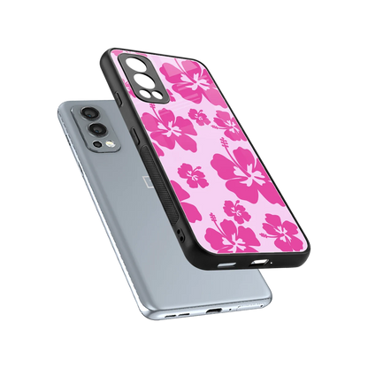 Wildflower Pink sleek oneplus nord 2 cover with tempered glass back and TPU edges