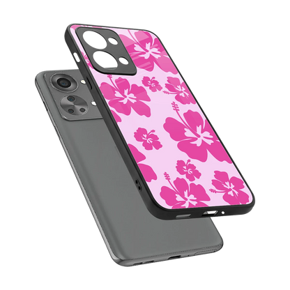Wildflower Pink sleek oneplus nord 2t cover with tempered glass back and TPU edges