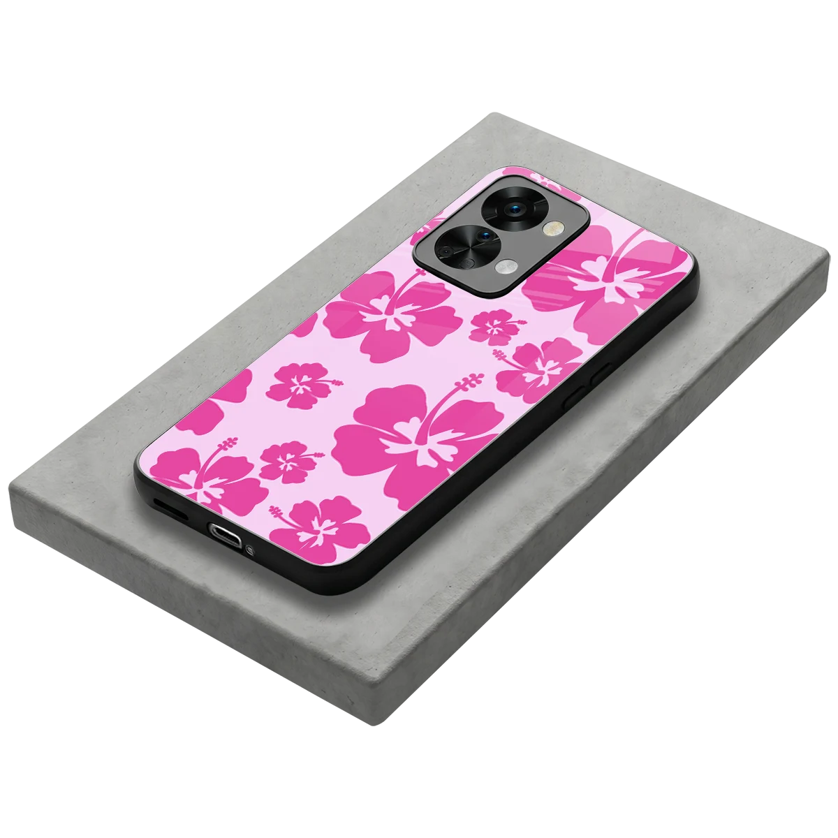 Wildflower Pink stylish phone case for oneplus nord 2t | glossy glass and slim fit