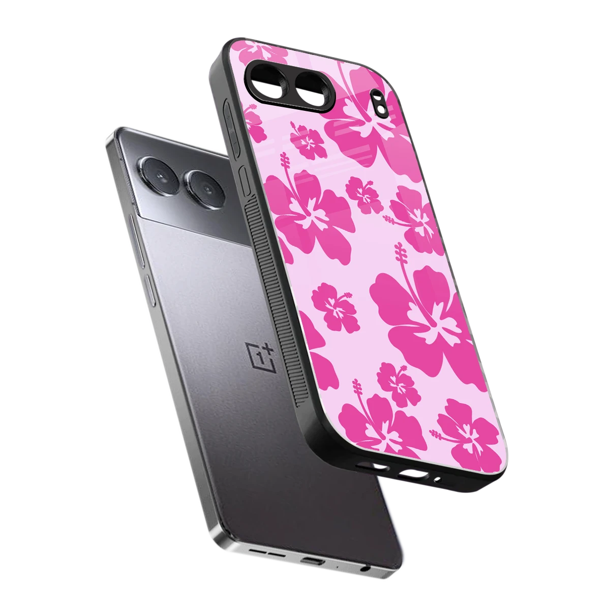 Wildflower Pink sleek oneplus nord 4 cover with tempered glass back and TPU edges