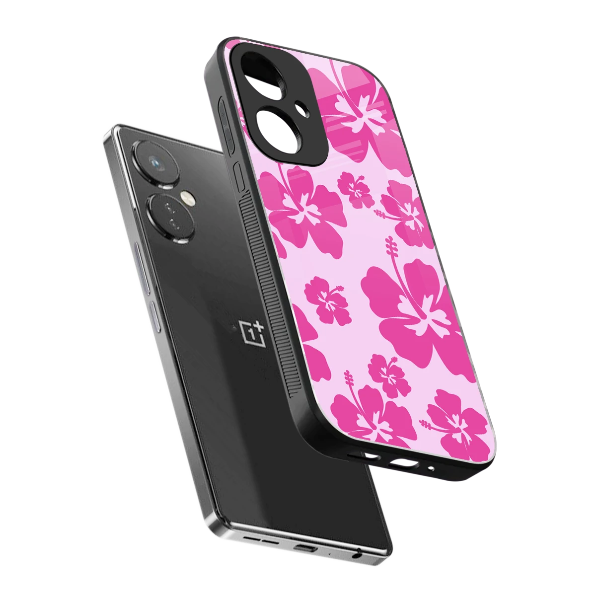 Wildflower Pink sleek oneplus nord ce 3 cover with tempered glass back and TPU edges