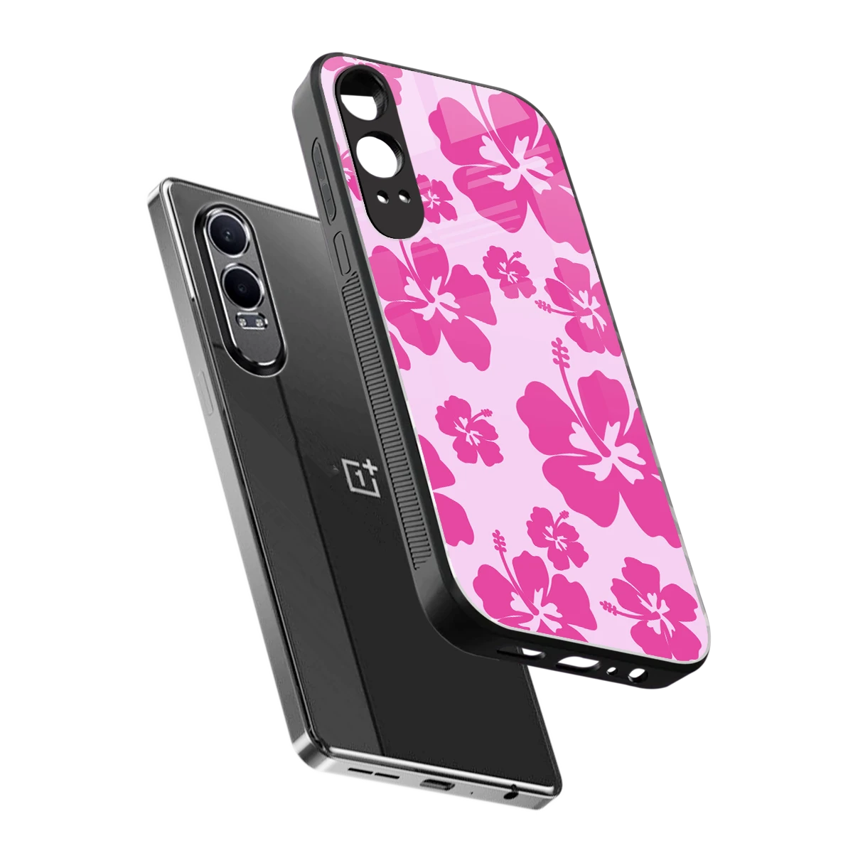 Wildflower Pink sleek oneplus nord ce 4 lite cover with tempered glass back and TPU edges