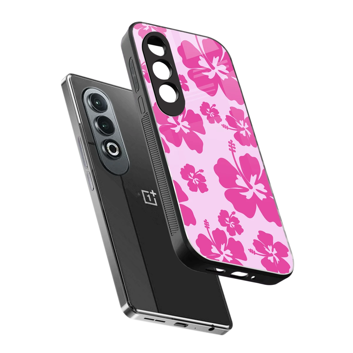 Wildflower Pink sleek oneplus nord ce 4 cover with tempered glass back and TPU edges