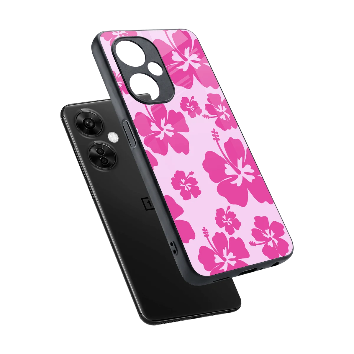 Wildflower Pink sleek oneplus nord ce 3 lite cover with tempered glass back and TPU edges