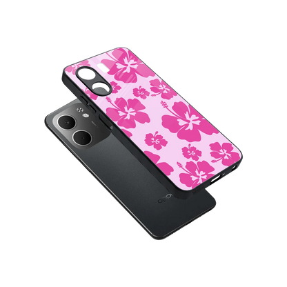 Wildflower Pink sleek oppo a5x 5g cover with tempered glass back and TPU edges