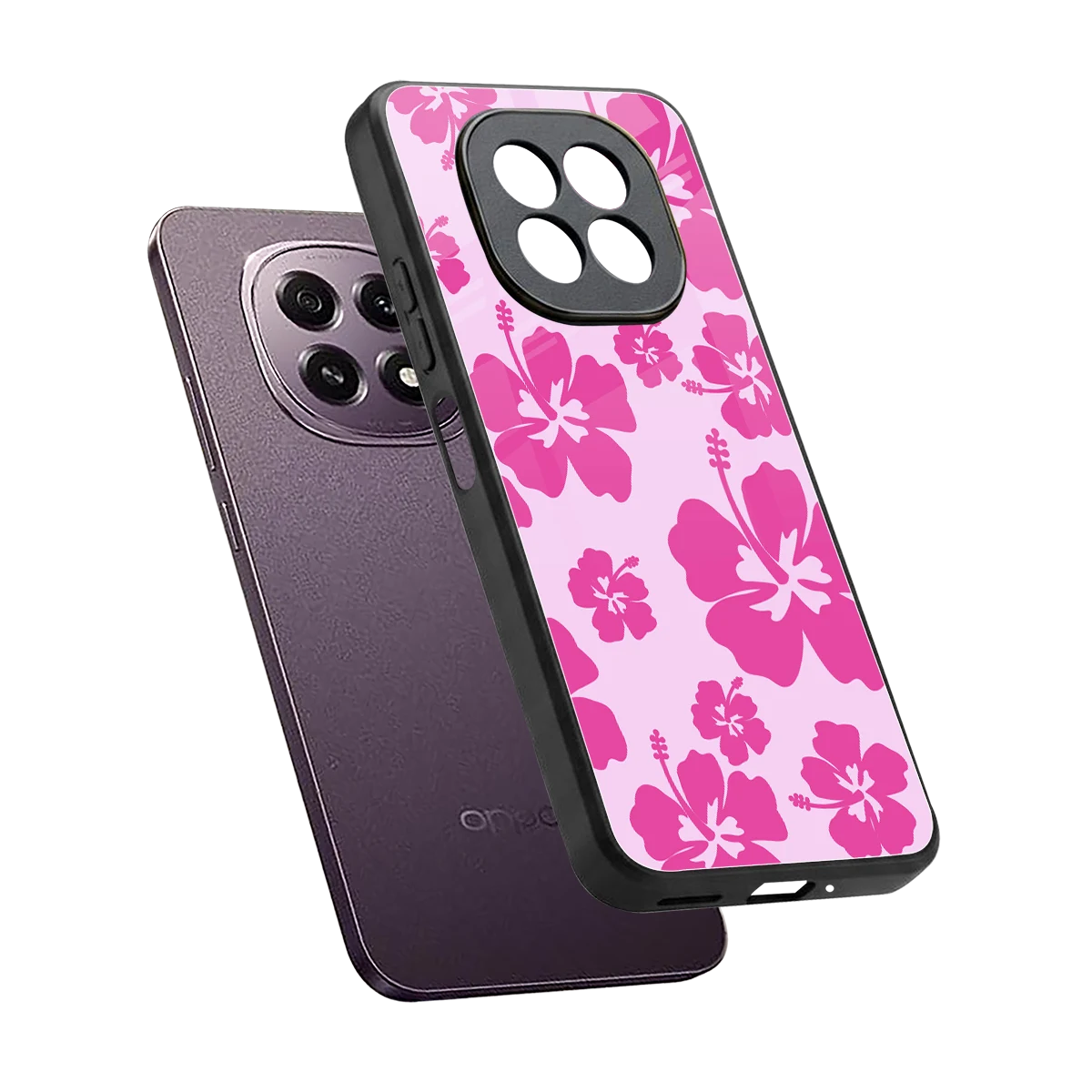 Wildflower Pink sleek oppo f29 5g cover with tempered glass back and TPU edges