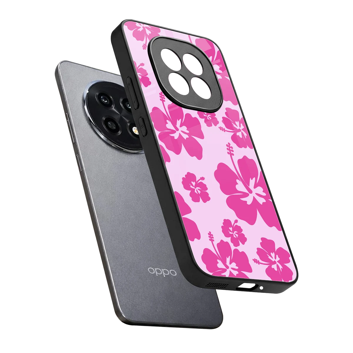 Wildflower Pink sleek oppo f29 pro 5g cover with tempered glass back and TPU edges