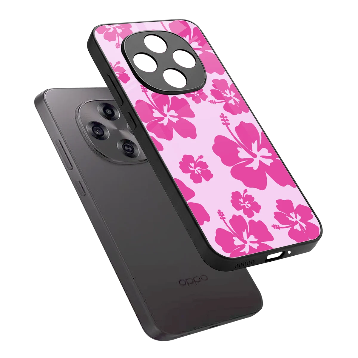 Wildflower Pink sleek oppo f31 pro 5g cover with tempered glass back and TPU edges
