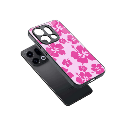 Wildflower Pink sleek oppo find x9 cover with tempered glass back and TPU edges