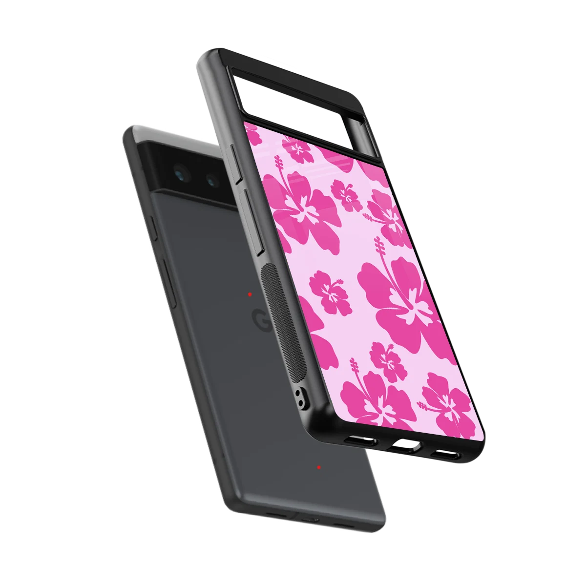 Wildflower Pink sleek google pixel 6 cover with tempered glass back and TPU edges