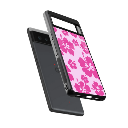 Wildflower Pink sleek google pixel 6 cover with tempered glass back and TPU edges