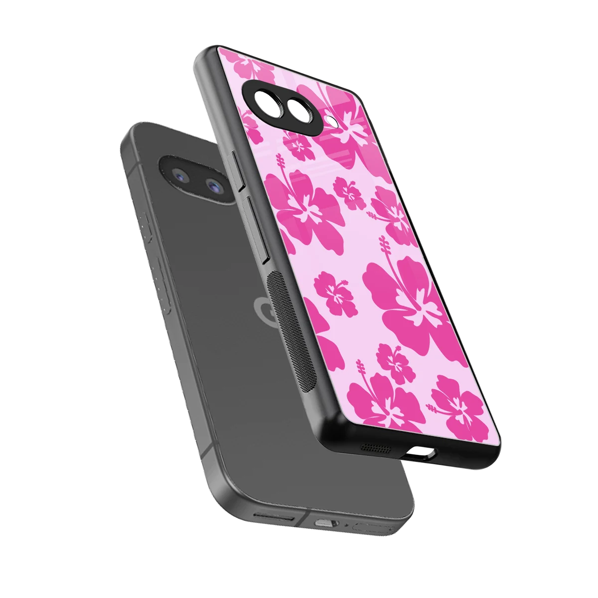 Wildflower Pink sleek google pixel 10a cover with tempered glass back and TPU edges