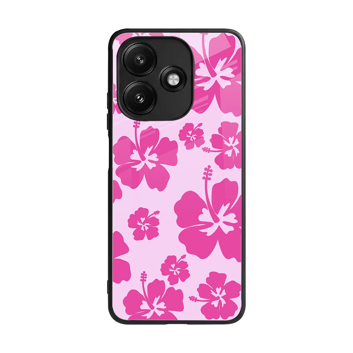 Wildflower Pink back phone cover | glass case for redmi 12 5g