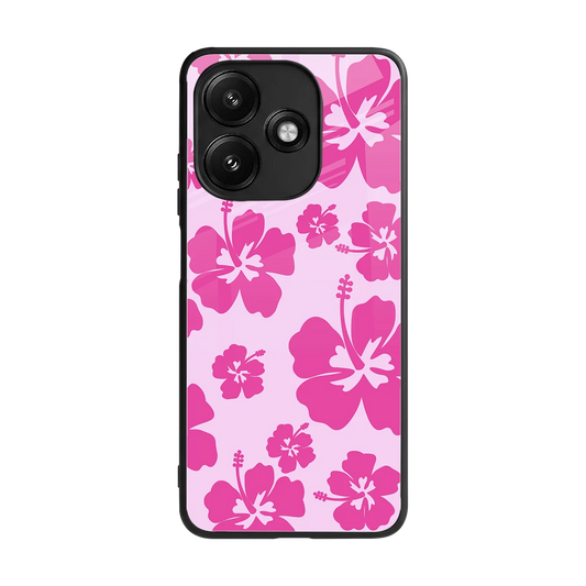 Wildflower Pink back phone cover | glass case for redmi 12 5g