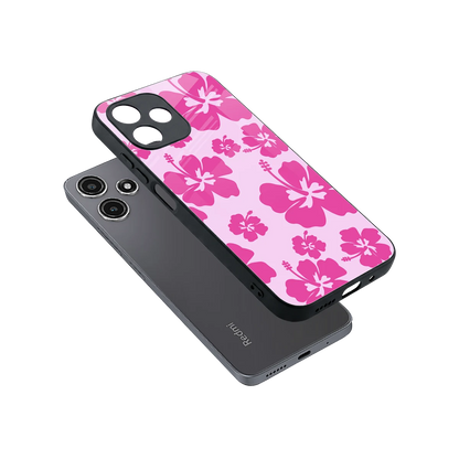 Wildflower Pink sleek redmi 12 5g cover with tempered glass back and TPU edges