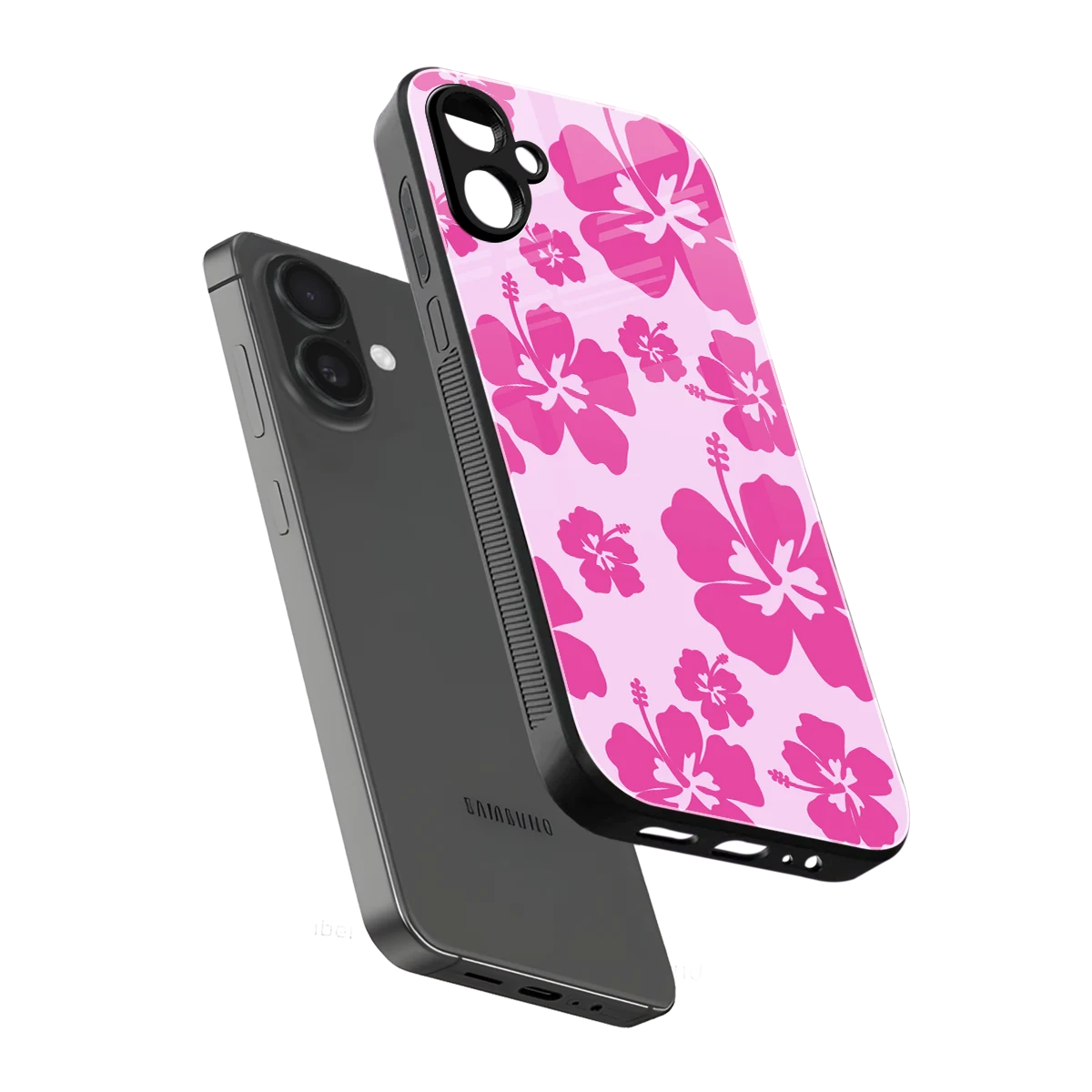 Wildflower Pink sleek samsung galaxy a06 5g cover with tempered glass back and TPU edges