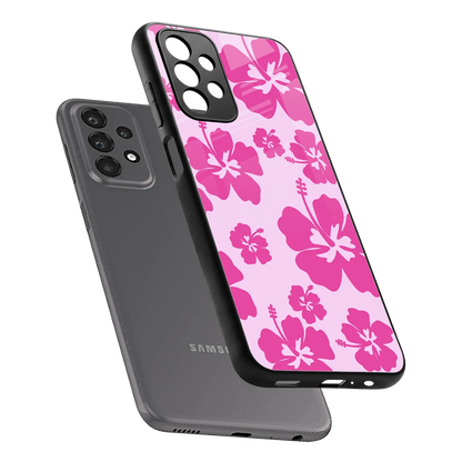Wildflower Pink sleek samsung galaxy a23 cover with tempered glass back and TPU edges