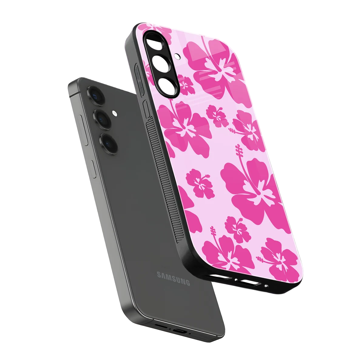 Wildflower Pink sleek samsung galaxy a16 5g cover with tempered glass back and TPU edges