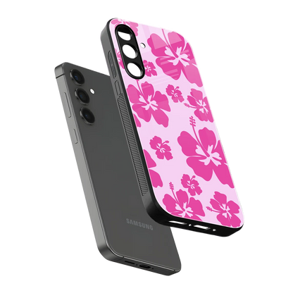 Wildflower Pink sleek samsung galaxy a16 5g cover with tempered glass back and TPU edges